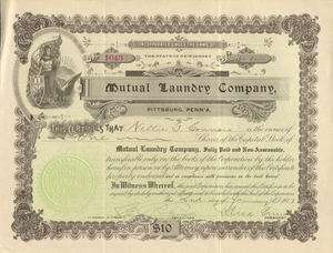  Laundry Company  Pittsburgh Pennsylvania stock certificate share