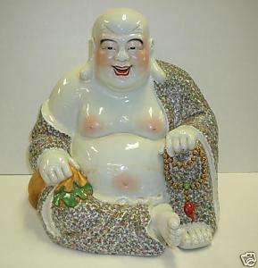 Chinese Colorful Porcelain Happy Buddha Statue m579  