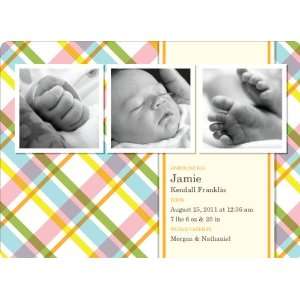  Mad Plaid Multi Photo Birth Announcements 