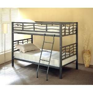  Bunk Bed   Twin / Twin Size Bunk Bed in Dark Silver 