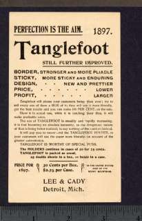 Tanglefoot Sticky Fly Paper Salesman Detroit 1897 CARD  