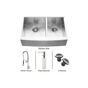Vigo Industries Farmhouse Kitchen Sink, Faucet, Two Strainers and 