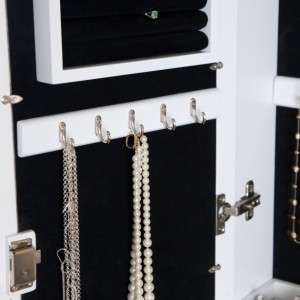 Wall Scroll Locking Multi Purpose Jewelry Armoire   High Gloss White 