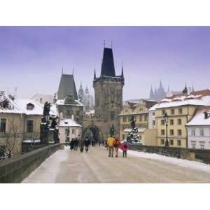  Charles Bridge and St. Vitus Cathedral in Winter Snow 