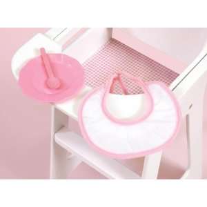  Best Quality White Doll High Chair w/Plate, Bib, and Spoon 
