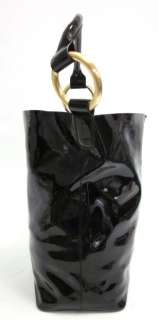 SEQUOIA Black Patent Leather Open Top Shoulder Handbag  