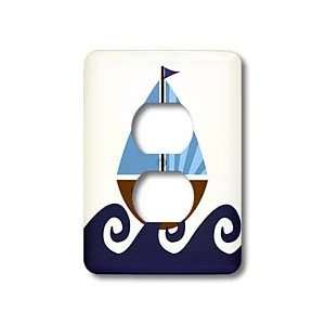 Designs Prints and Patterns   Little Boy Cute Blue and Brown Sailboat 