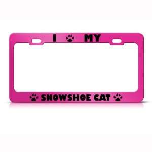 Snowshoe Cat Pink Animal Metal license plate frame Tag Holder
