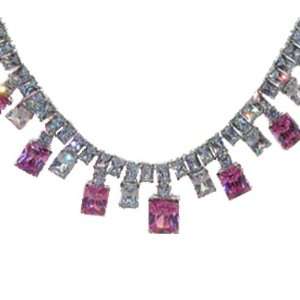   Cubic Zirconia silver Necklace costume jewelry Glitzs Jewelry