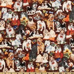  44 Wide Michele DAmore A Dogs Life Allover Dogs Brown 