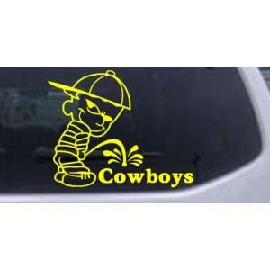 Pee On Cowboys Car Window Wall Laptop Decal Sticker    Yellow 18in X 