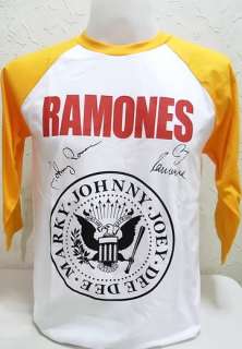 Ramones Punk Rock Nice Cool Men White Yellow Baseball T Shirt, L 