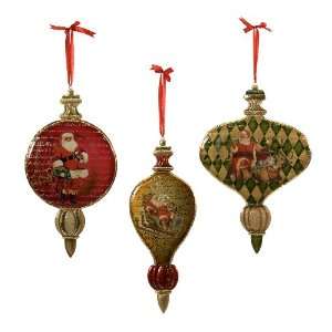  Yule Greetings Metal Ornaments   Set of 3