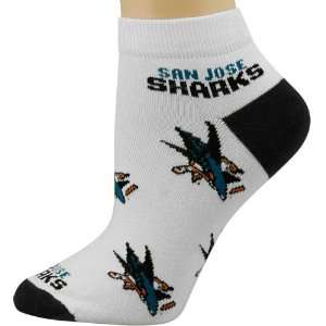  NHL San Jose Sharks Ladies White All Over Team Logo Ankle 