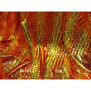  Oranage/yellow Pattern/abstract Metallic Hologram Spandex 