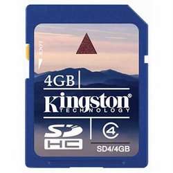   Kingston 4GB SDHC 4 Flash Memory Card SD4/4GBET 740617139044  