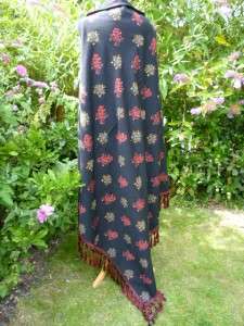 ANTIQUE SILK COTTON & WOOL SHAWL FLORAL FRINGED VICTORIAN RESERVED FOR 