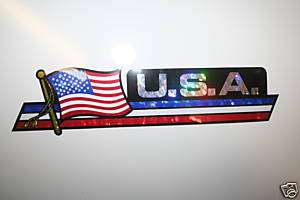 USA COUNTRY FLAG LONG BUMPER STICKER U.S.A. DECAL  