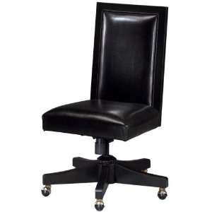 Savannah Swivel Desk Chair   Black Leather 