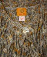   Light Gray Gold Fringed Button Front Cardigan Sweater Size Small S NWT