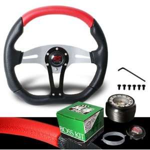    1996 Toyota Land Black / Red Cruizer Steering Wheel with Hub Adaptor