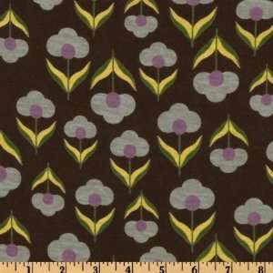58 Wide Rayon Blend Jersey Knit Retro Daisy Brown Fabric By The Yard
