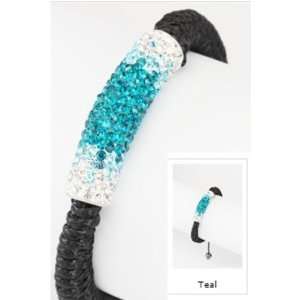   of Teal/White Swarovski Crystal Tube Shape Shamballa Inspired Bracelet