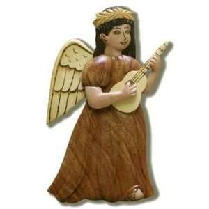  Hawaiian Wood Magnet Angel with Ukulele
