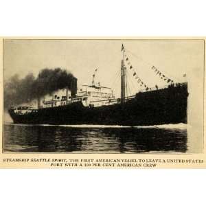  1920 Print Steamship Seattle Spirit Vessel Boat Marine 
