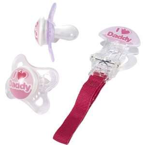   Love & Affection Pacifier   Daddy   Pink   2 pack & clip (2+ months