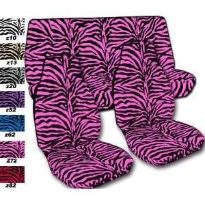 Complete set of Pink Zebra seat covers for a 2011 Chevy Camaro. Side 