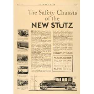  1926 Ad Stutz Antique Car Safety Chassis Indianapolis 