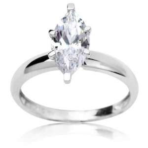  10k White Gold and Marquise Cut Cubic Zirconia Solitaire 