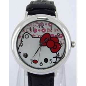  Gorgeous Hello Kitty Black Leather Watch 