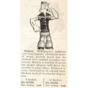   Print Ad POPEYE Sailor Comic Character Wooden Doll   Original Print Ad