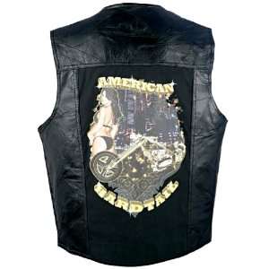  Genuine Leather Vest with Biker Graphic (XL) Everything 