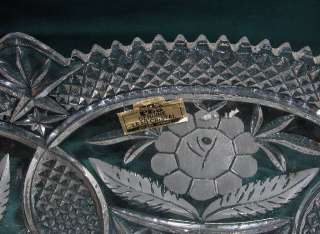 German Hofbauer Lead Crystal Rose Footed Bowl Mint  