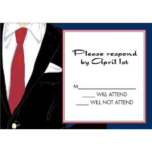  Suited Up Red Caucasian Response Card Birthday Reply Cards 