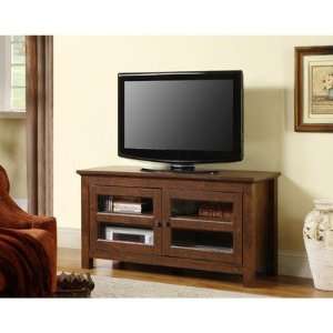  44 Full Door Wood TV Console in Traditional Brown 