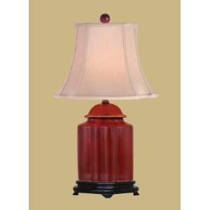  RED LACQUER SCALLOPS JAR LAMP