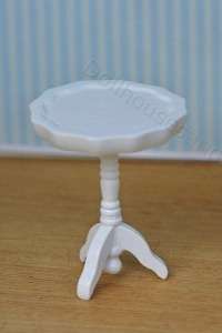 Dollhouse Miniature White Piecrust Side Table designed for the 112 