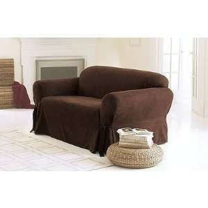  Sure Fit 170327246 Chocolate Soft Suede Loveseat Slipcover 