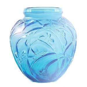  Lalique Hommage Sauterelles Vase Blue