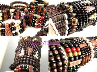   11 designs elastic wood beads bracelets wholesale Jewelry lots  