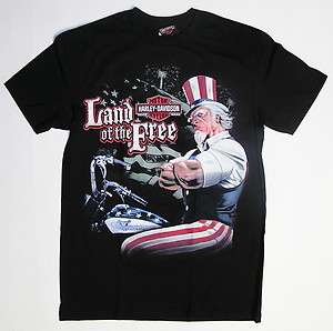 Stormy Hill Harley Davidson Dealer T Shirt, Uncle Sam Land of the Free 