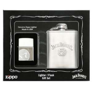  Jack Daniels Zippo Lighter and Liquor Flask Gift Set 