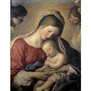 Madonna With The Infant Jesus Sleeping by Sassoferrato. Size 12.50 X 