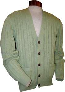 50 Mens 5 Button CABLE Knit CARDIGAN SWEATER M  