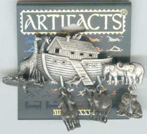 Pewter Noahs Ark Pin with Dangles by JJ   Gift Boxed  