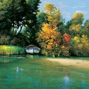 Approdo Sul Fiume by Adriano Galasso. Size 35.5 inches width by 35.5 